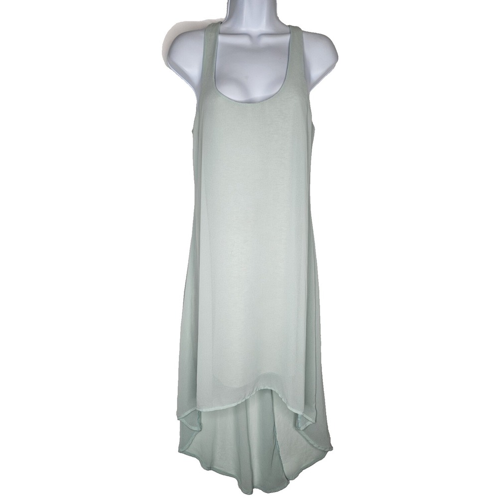 Lucca Couture Mint‎ Green High Low Dress Sheer Chiffon Flowy Summer